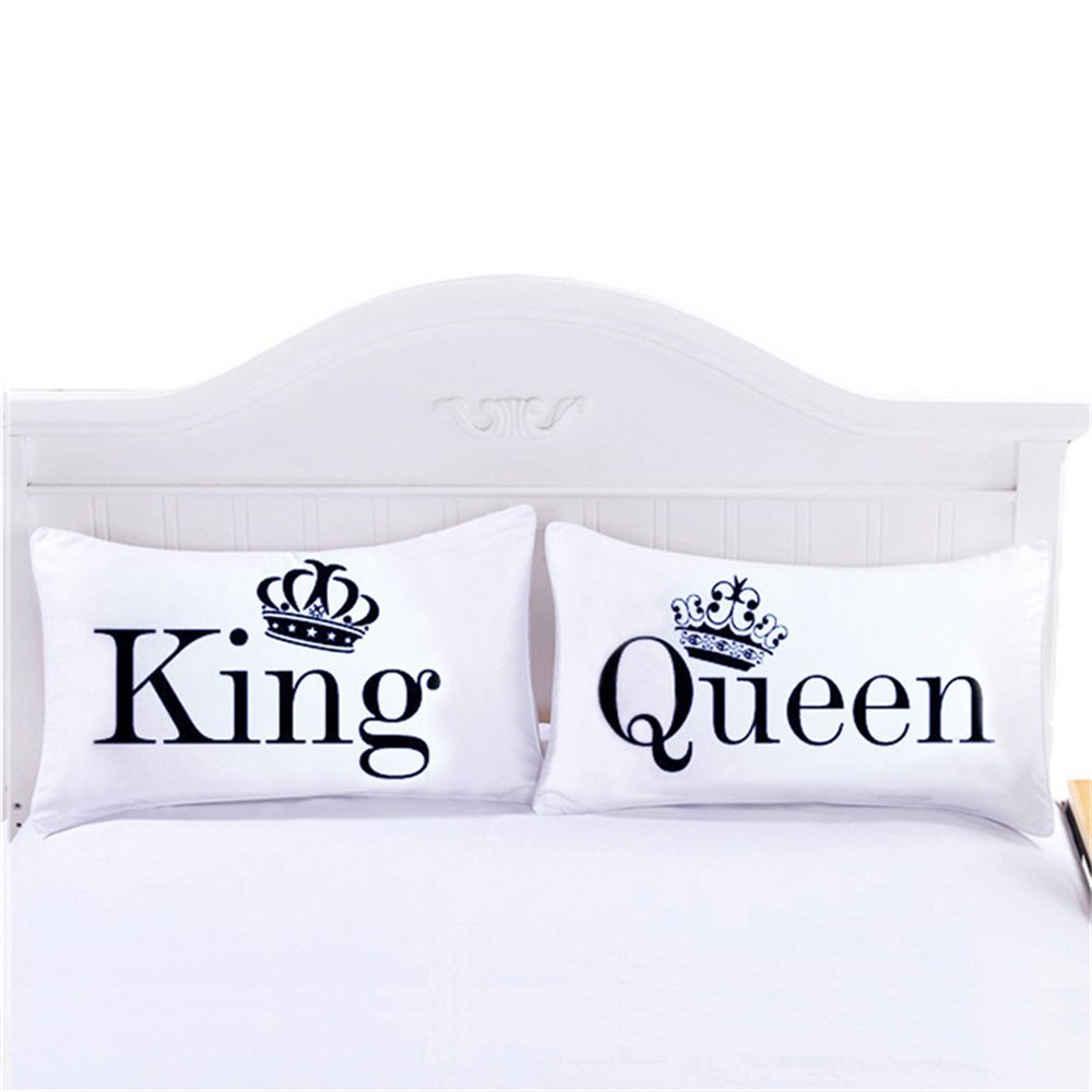 Paar-Kissenbezug Weiß – King & Queen Bedding