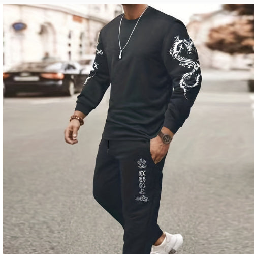 Zweiteiler für Männer lässiges Outfit Longsleeve + Hose