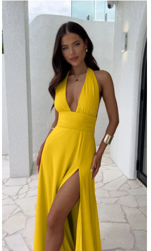 Damen Sommerkleid Rückenfrei mit Schlitz