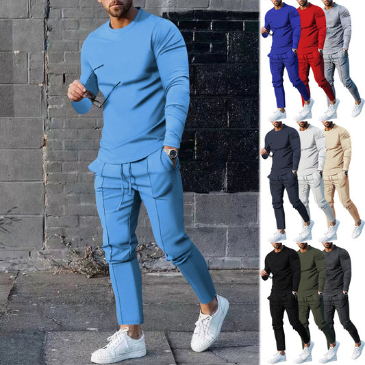 Zweiteiler für Männer lässiges Outfit Longsleeve + Hose