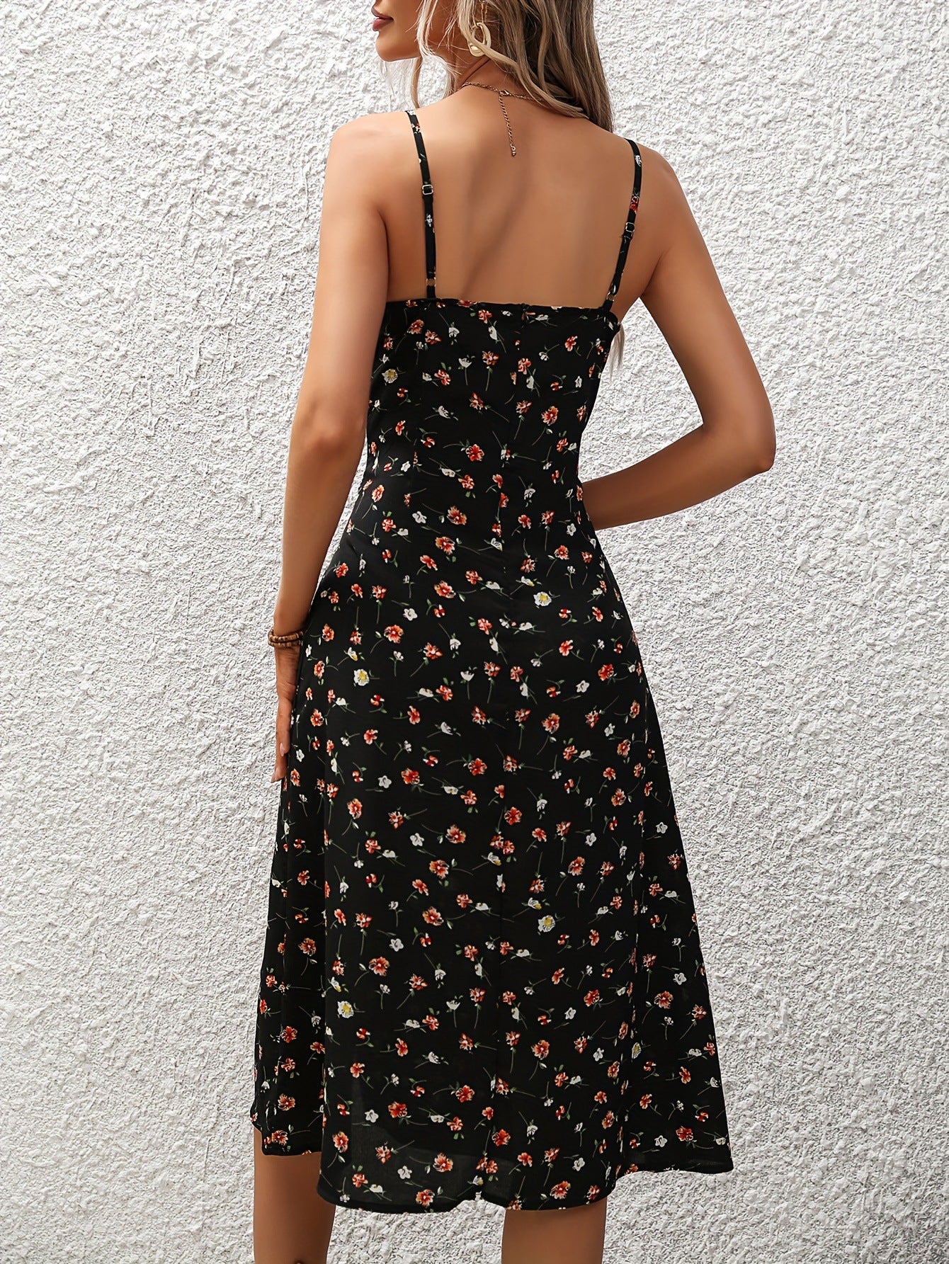 Damen Sommerkleid mit Punkten & Schlitz