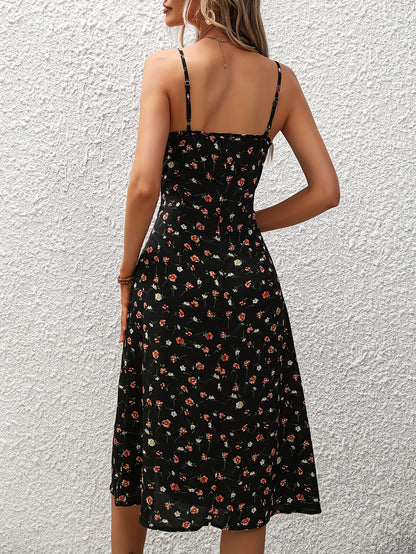 Damen Sommerkleid mit Punkten & Schlitz