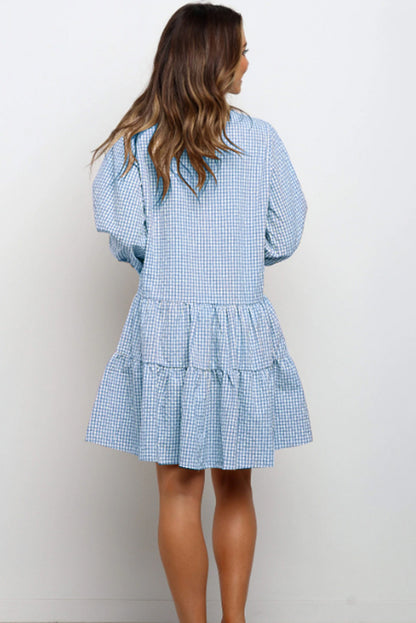 Damen Kleid – Kariert, 3/4 Ärmel