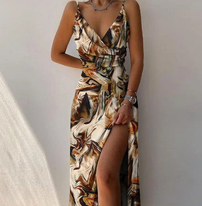 Damen Sommerkleid mit Schlitz & Trägern