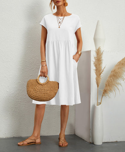 Damen Sommer Kleid – Kurzarm mit Taschen