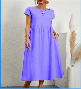 Damen Sommer Kleid – Kurzarm mit Taschen
