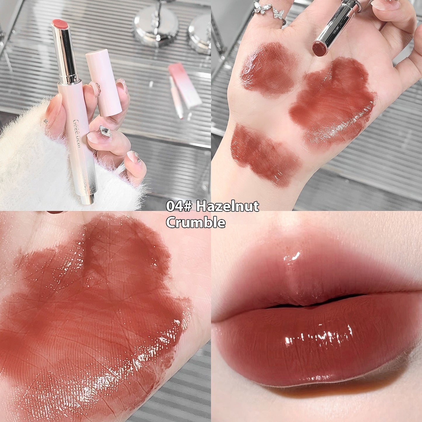 Solid Lip Gloss Water Light Mirror Press Lipstick