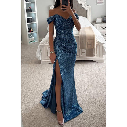 Elegantes Abendkleid -schulterfrei mit Pailletten