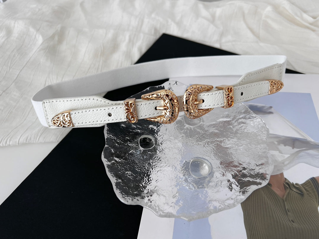 Black Elastic Slim Waist Belt Women's Versatile Stretch Waist Cincher