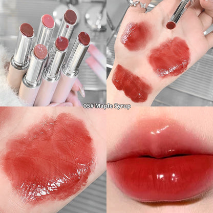 Solid Lip Gloss Water Light Mirror Press Lipstick