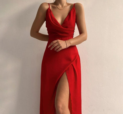 Damen Sommerkleid mit Schlitz & Trägern