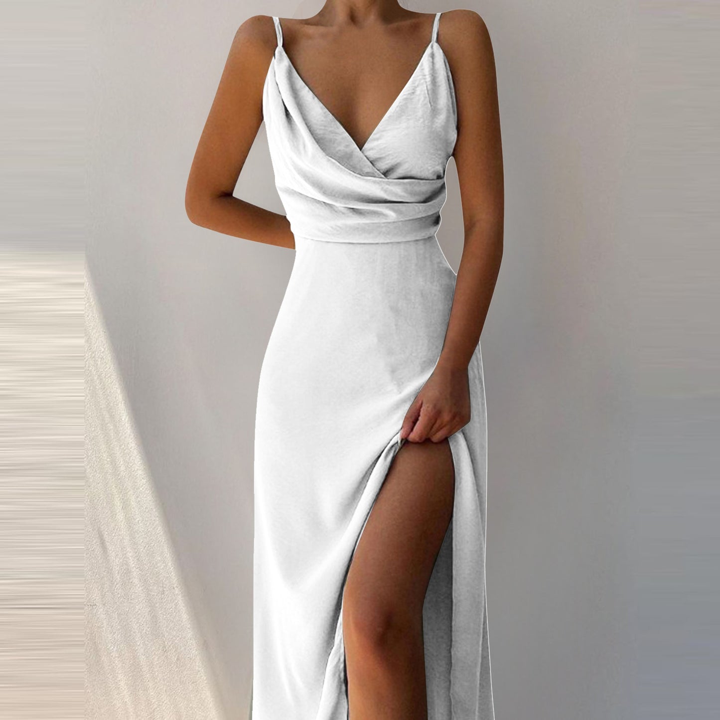 Damen Sommerkleid mit Schlitz & Trägern