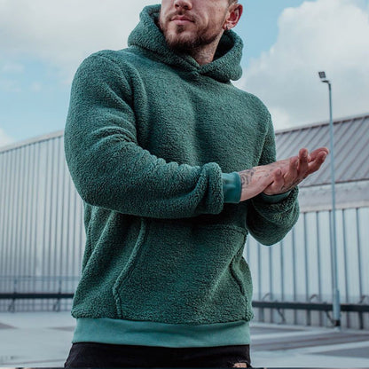 Herren Hoodie aus kuscheligem Teddy-Fleece mit Kängurutasche