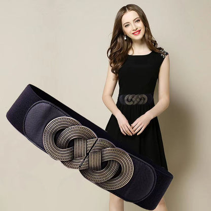 European And American Retro Elastic Wide Belt