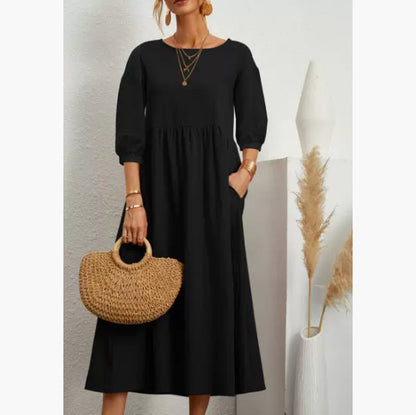 Damen Sommer Kleid – Kurzarm mit Taschen