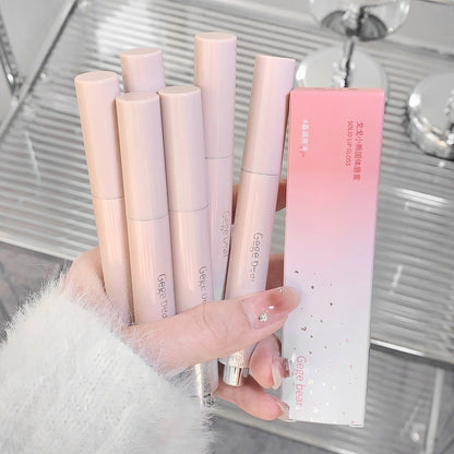Solid Lip Gloss Water Light Mirror Press Lipstick