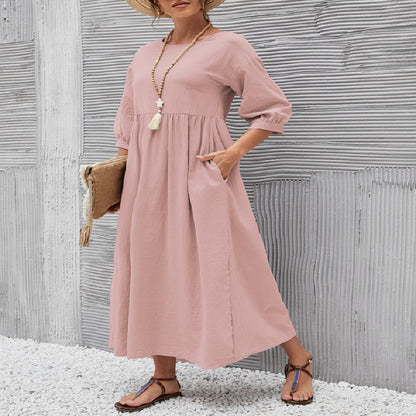 Damen Sommer Kleid – Kurzarm mit Taschen