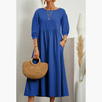 Damen Sommer Kleid – Kurzarm mit Taschen