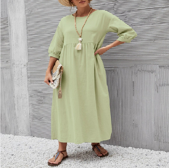 Damen Sommer Kleid – Kurzarm mit Taschen