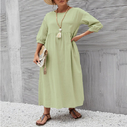 Damen Sommer Kleid – Kurzarm mit Taschen