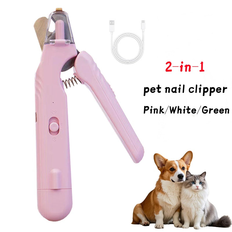 2 in 1 Haustier-Nagelknipser mit LED-Licht
