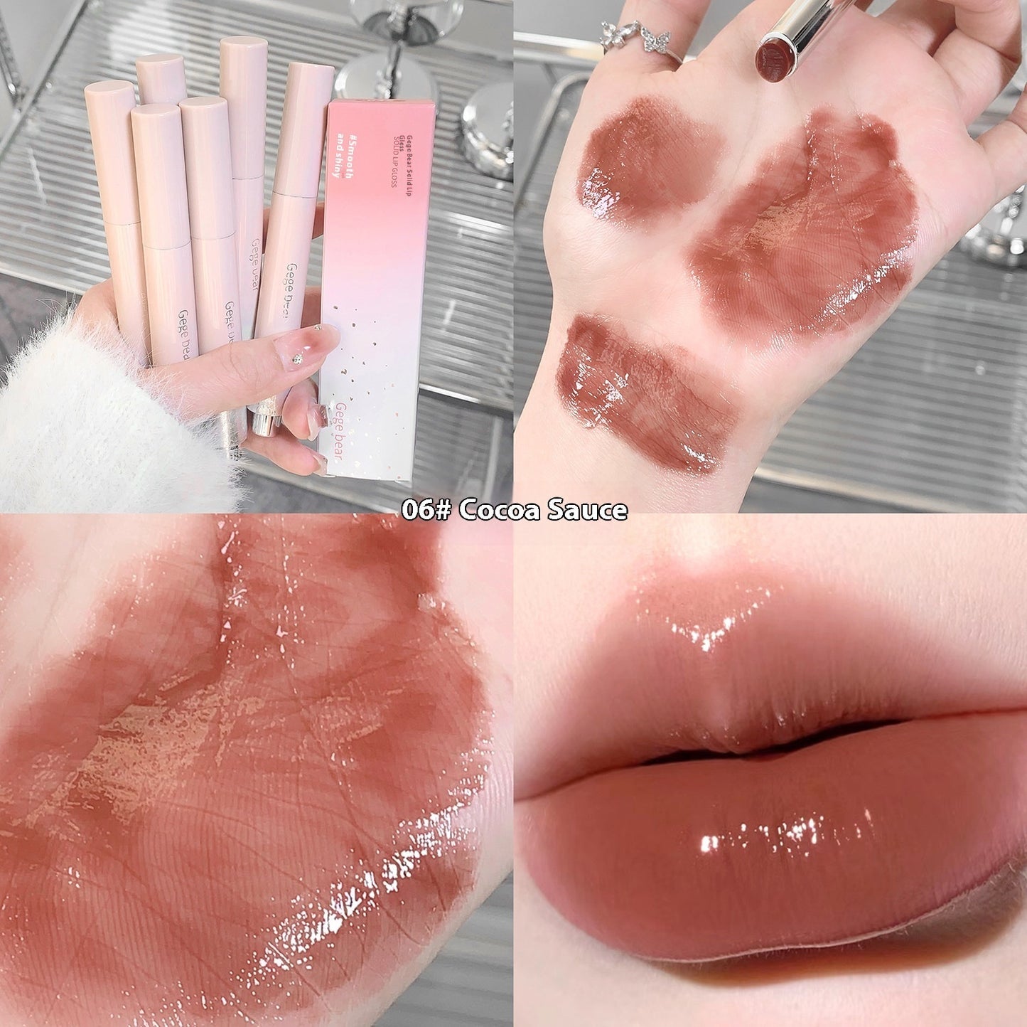 Solid Lip Gloss Water Light Mirror Press Lipstick