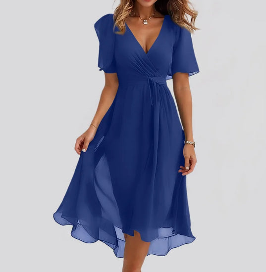 Elegantes Damen Kleid – Chiffon, Print, Kurzarm